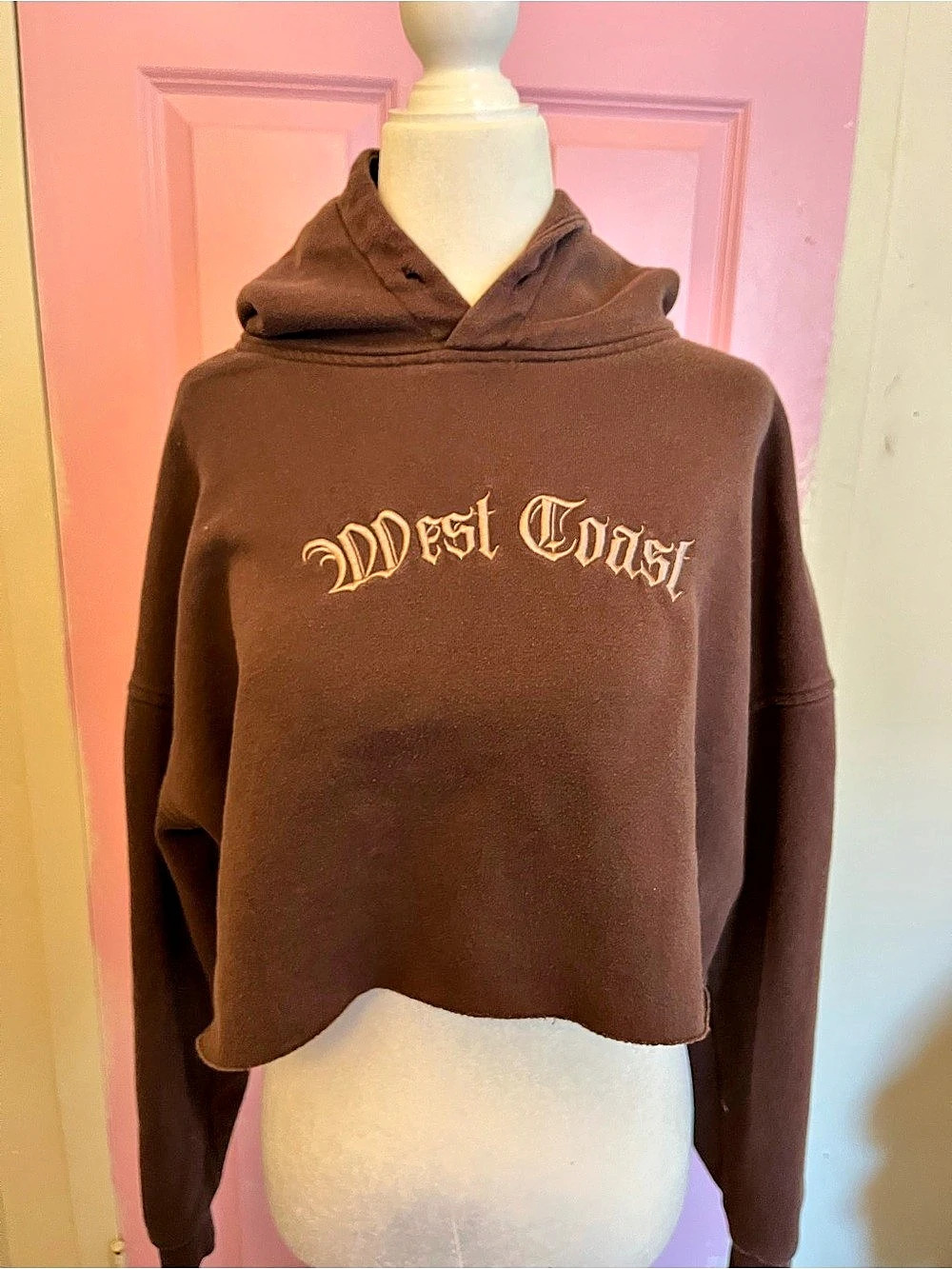 Forever 21 Hot Wheels Fleece Pullover Cropped Hoodie Brown